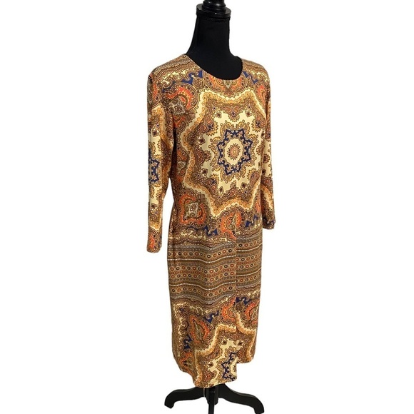 J. McLaughlin Dress Women’s Size Large Mandala design Sophia Dress 3/4 Sleeve - Picture 6 of 14